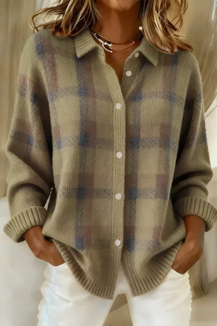 GISÈLE – CAMICIA IN MAGLIA A QUADRI MORBIDI