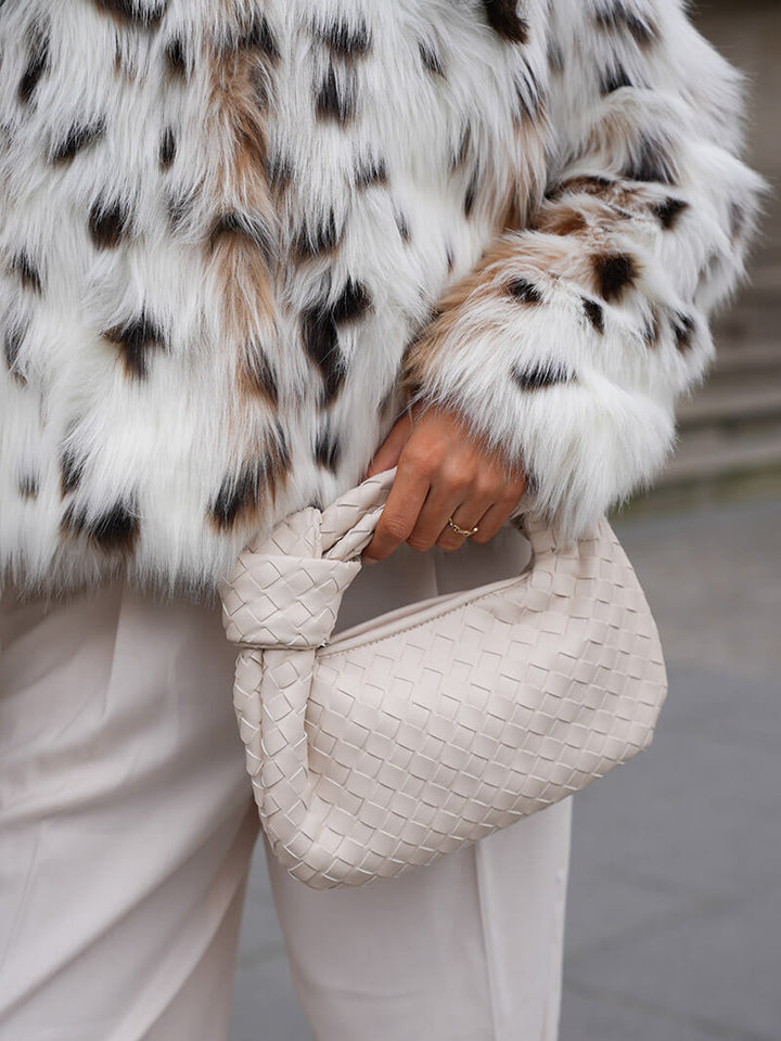 Borsa a Mano Woven da Donna con Manico Annodato e Forma Curva