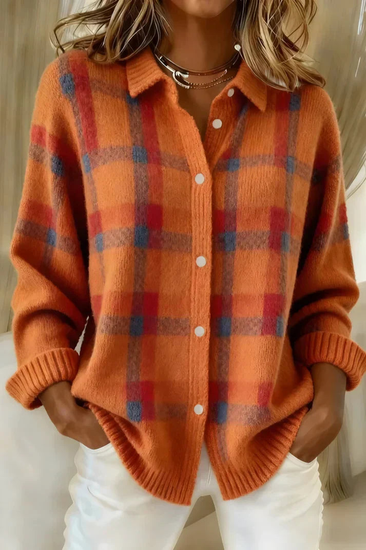GISÈLE – CAMICIA IN MAGLIA A QUADRI MORBIDI