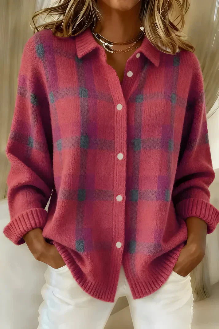 GISÈLE – CAMICIA IN MAGLIA A QUADRI MORBIDI