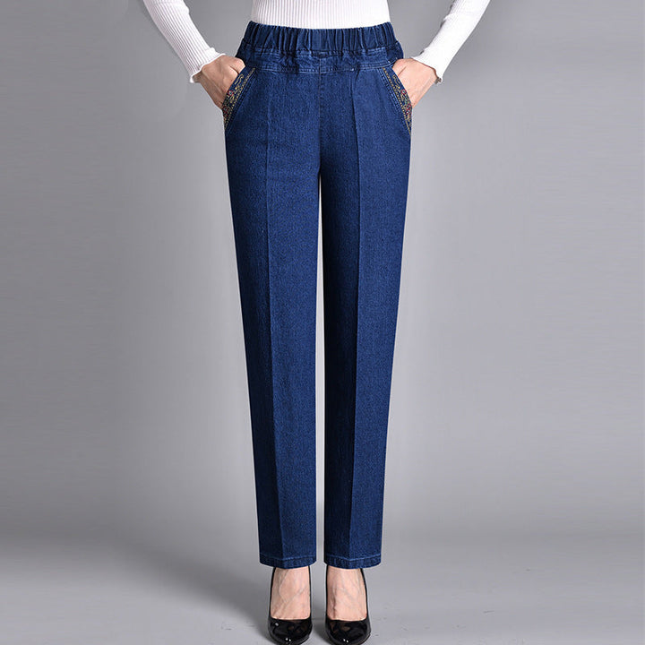 HARPER – PANTALONI IN DENIM ELASTICO A VITA ALTA