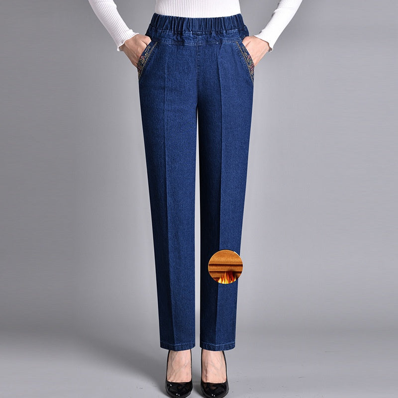 HARPER – PANTALONI IN DENIM ELASTICO A VITA ALTA