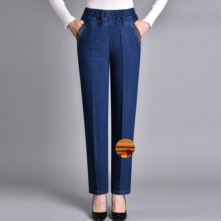 HARPER – PANTALONI IN DENIM ELASTICO A VITA ALTA