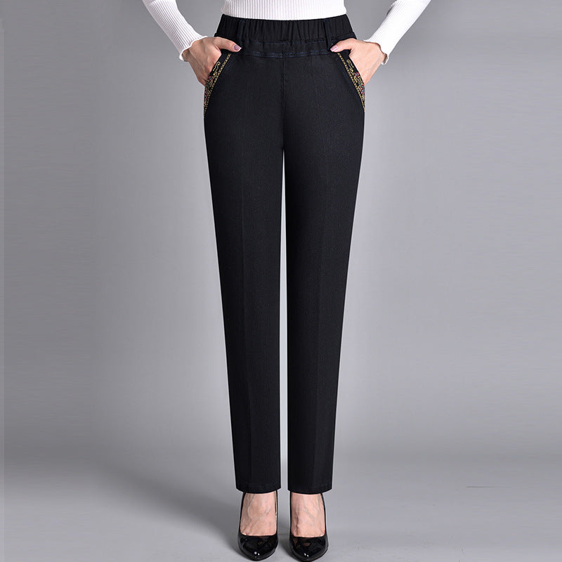 HARPER – PANTALONI IN DENIM ELASTICO A VITA ALTA