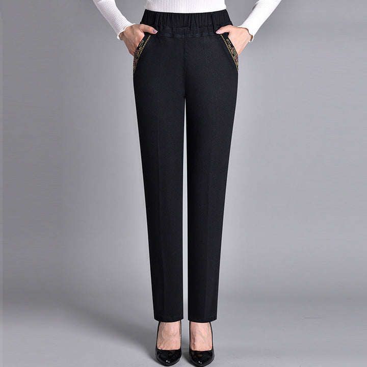 HARPER – PANTALONI IN DENIM ELASTICO A VITA ALTA