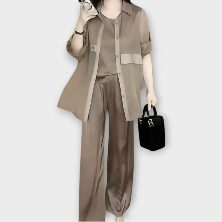 Set Elegante di Tre Pezzi con Vestibilità Relaxed